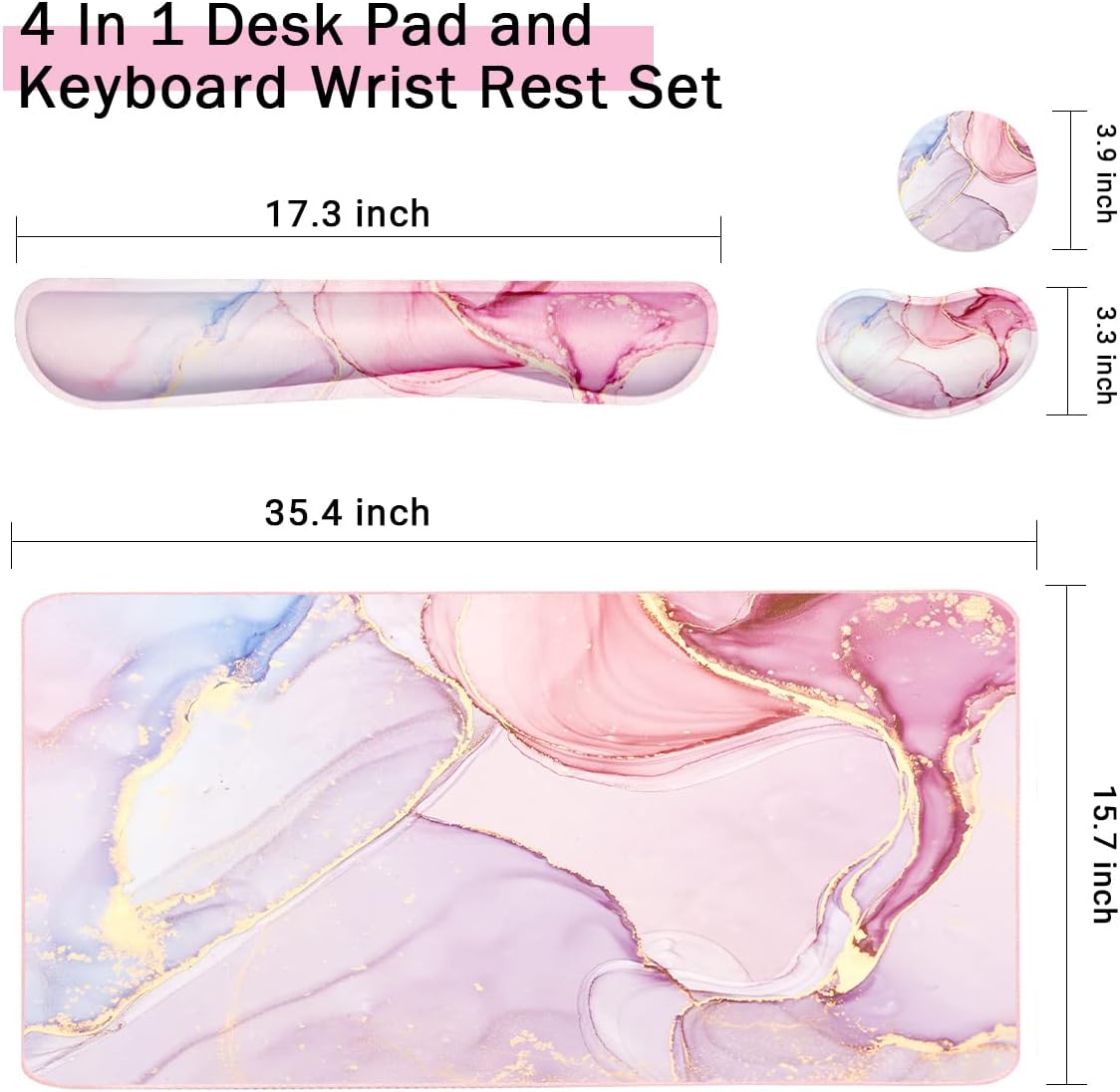Alfombrilla grande para mouse y reposamuñecas para teclado, almohadilla de escritorio para teclado y mouse, alfombrilla de mouse grande 4 en 1 con