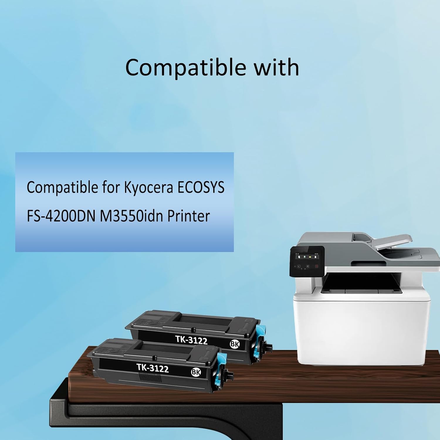TK3122 TK-3122 – Cartucho de tóner compatible con Kyocera TK-3122 1T02L10US0 para ECOSYS FS-4200DN M3550idn (21500 páginas, negro, paquete de 2)