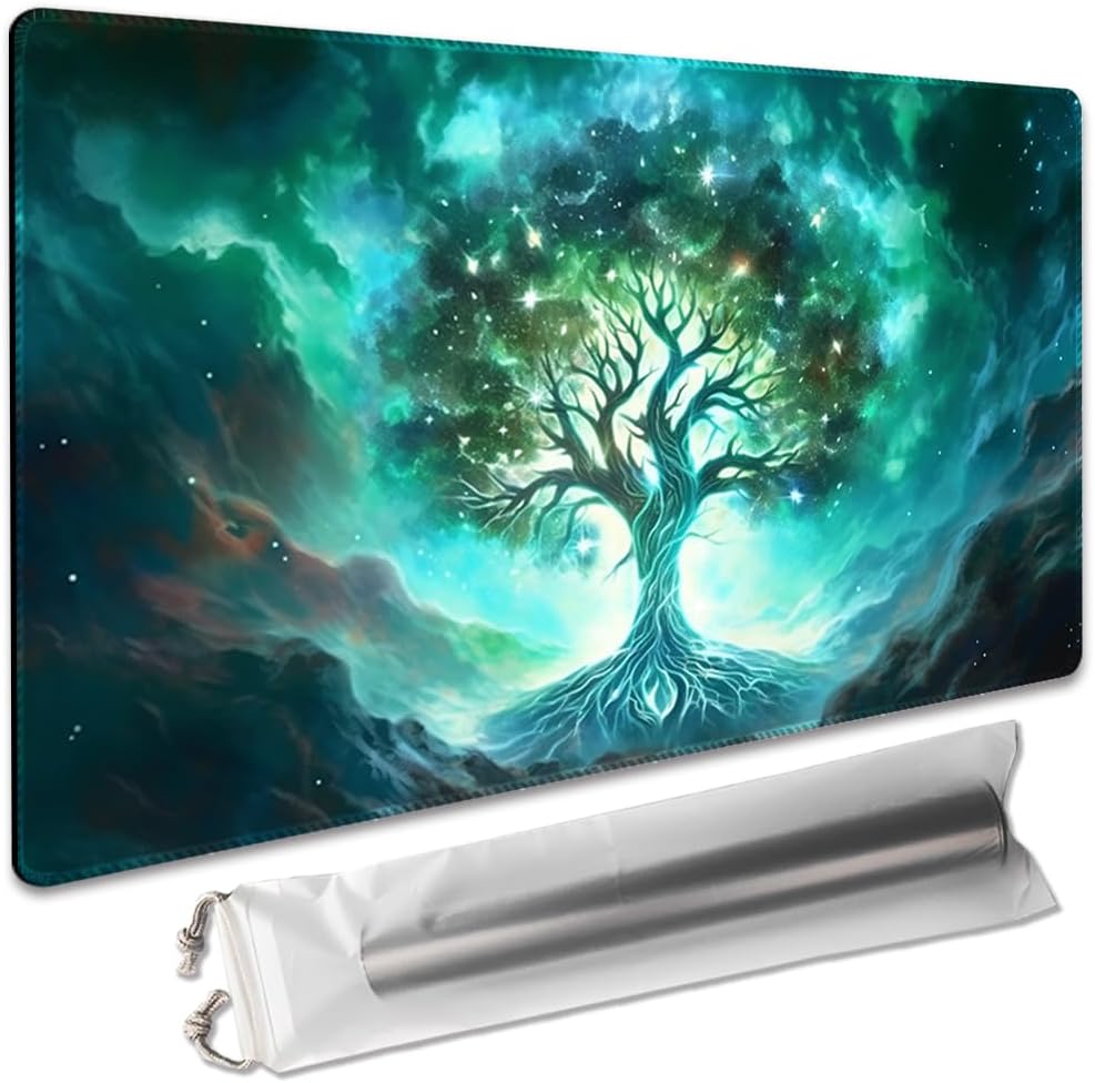 Tapete de juego de mesa prémium de 24 x 14 pulgadas, compatible con OCG CCG RPG MTG, tapete de escritorio para mouse (vitalidad verde)