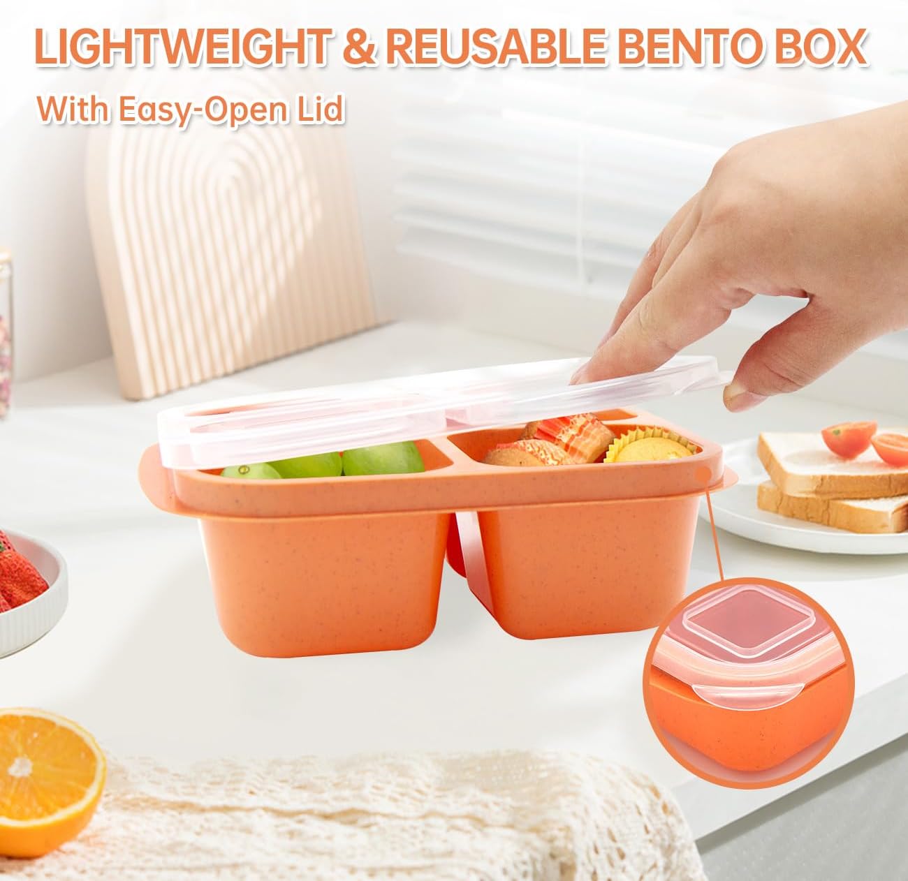 Paquete de 7 loncheras Bento, 4 compartimentos, caja de aperitivos dividida, contenedores de almuerzo para preparación de comidas, lonchera para
