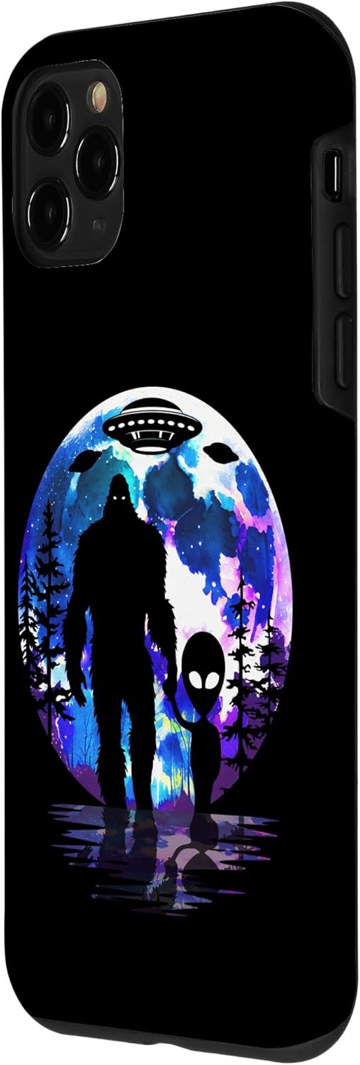 Funda para iPhone 11 Pro Alien & Bigfoot Moon Sasquatch Extraterrestre UFO