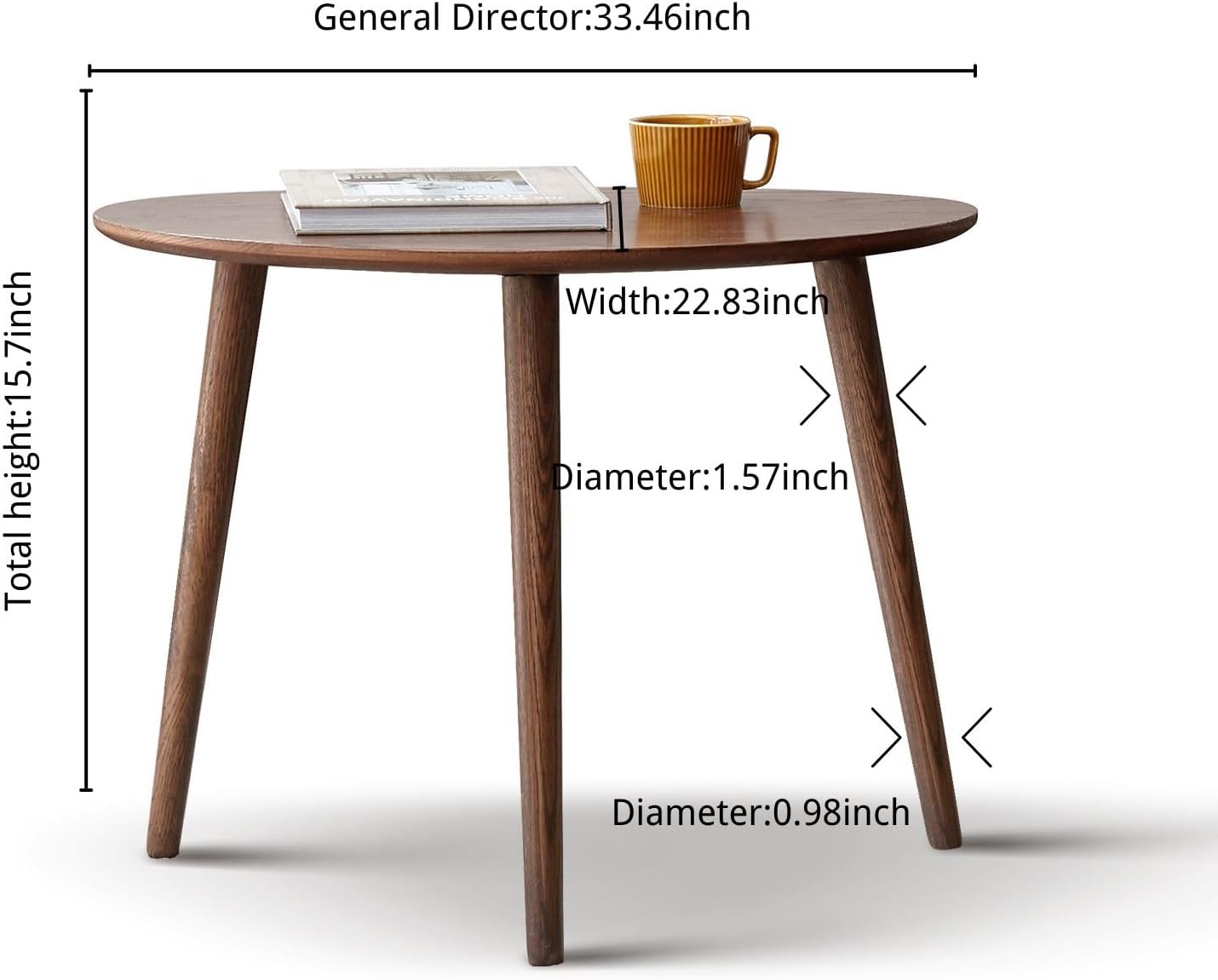 Wayshome Mesa auxiliar anidable 100% de madera de roble macizo, moderna mesa auxiliar ovalada de mediados de siglo, mesa auxiliar redonda para sala