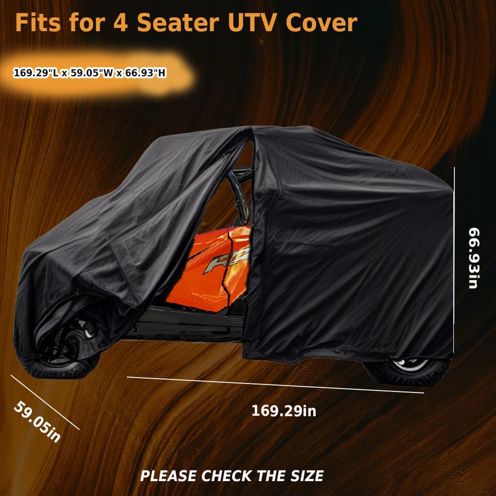 YONQIFON Crew 4-6 plazas UTV cubierta resistente con cremallera 420D impermeable para CFMOTO Uforce, Kawasaki Teryx 4, Polaris RZR, General 4,