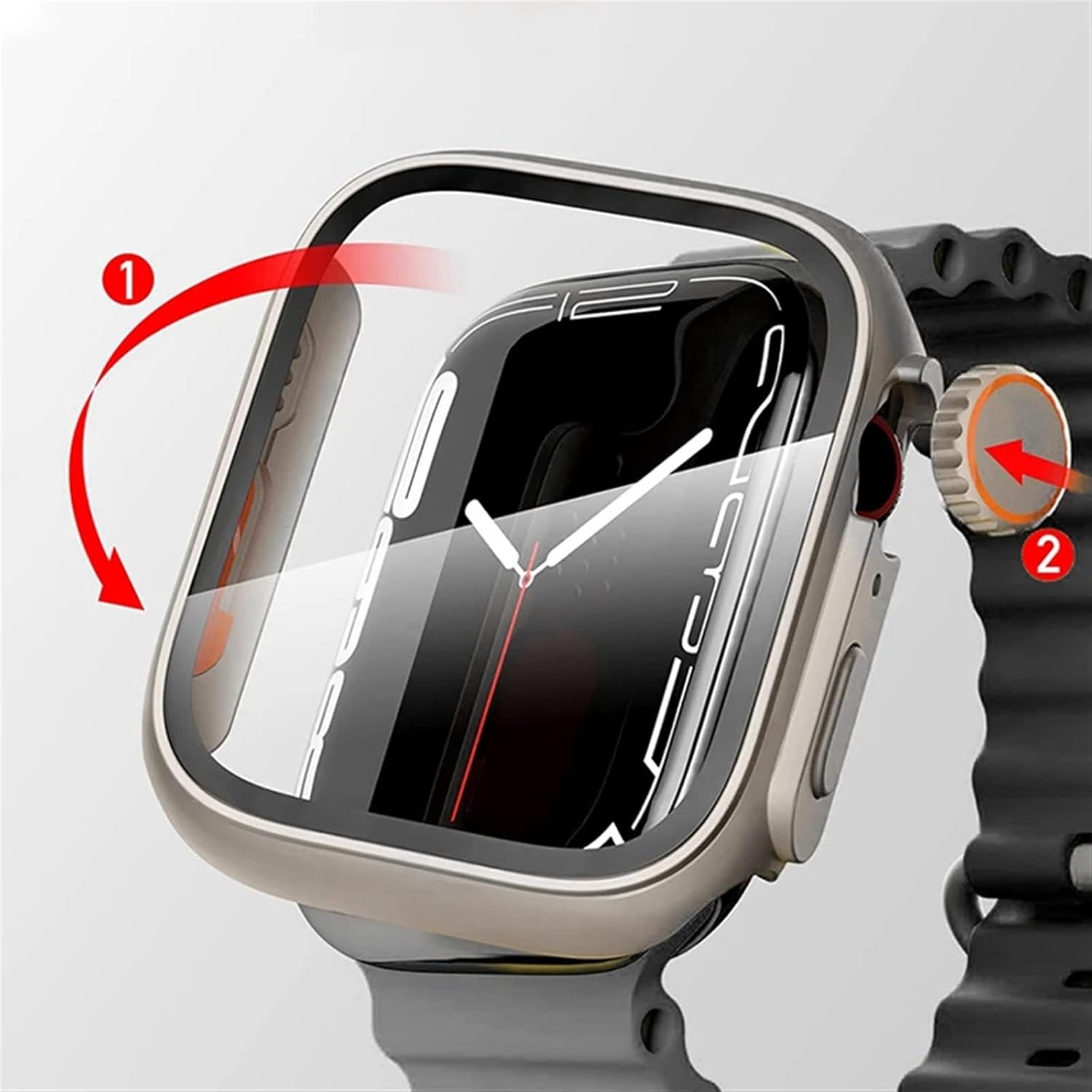 Funda de cristal para Apple Watch de 1.73, 1.77, 1.61, 1.57, 1.57, 1.65 y 1.49 pulgadas, protector de pantalla Ultra Bumper iWatch Series 8, 7, SE,