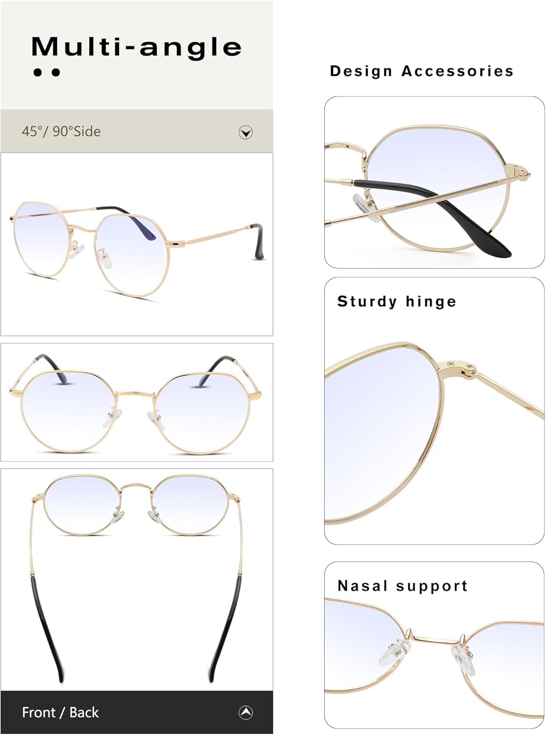 Pro Acme Gafas redondas de moda Metal Clear Lens Frame Vintage Unisex Gafas 53MM