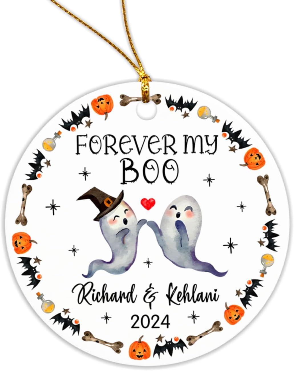 Forever My Boo – Adorno de Halloween para vacaciones, adorno de pareja de Halloween, adorno de Halloween personalizado para pareja fantasma, regalo