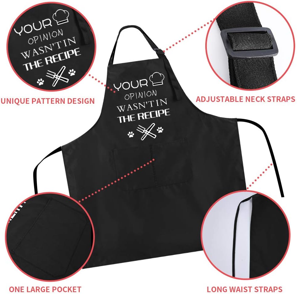 ZOORON Divertidos delantales de chef negros para hombres, ajustables, para barbacoa, cocina, con bolsillos, accesorios para parrilla