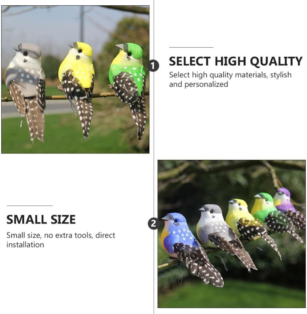 Garneck 12 piezas de simulación de espuma para pájaros, pequeños pájaros, patio, mini animales, estatua, decoración de boda, pájaros artificiales,