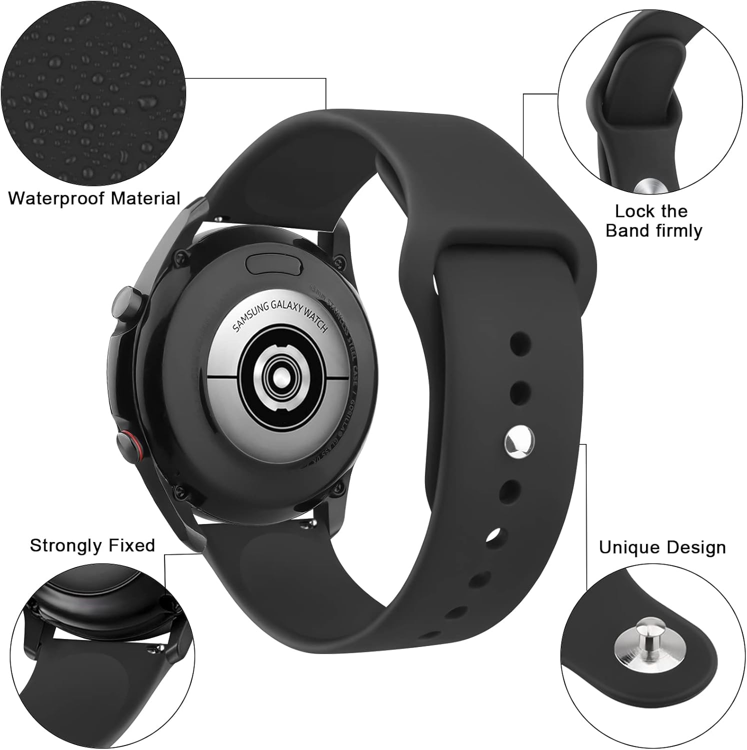 Correas para Samsung Galaxy Watch Active 2 Band 1.575 in 1.732 in, mujeres y hombres, Galaxy Watch 4  4 Classic, Galaxy Watch 5  5 Pro, 4 correas