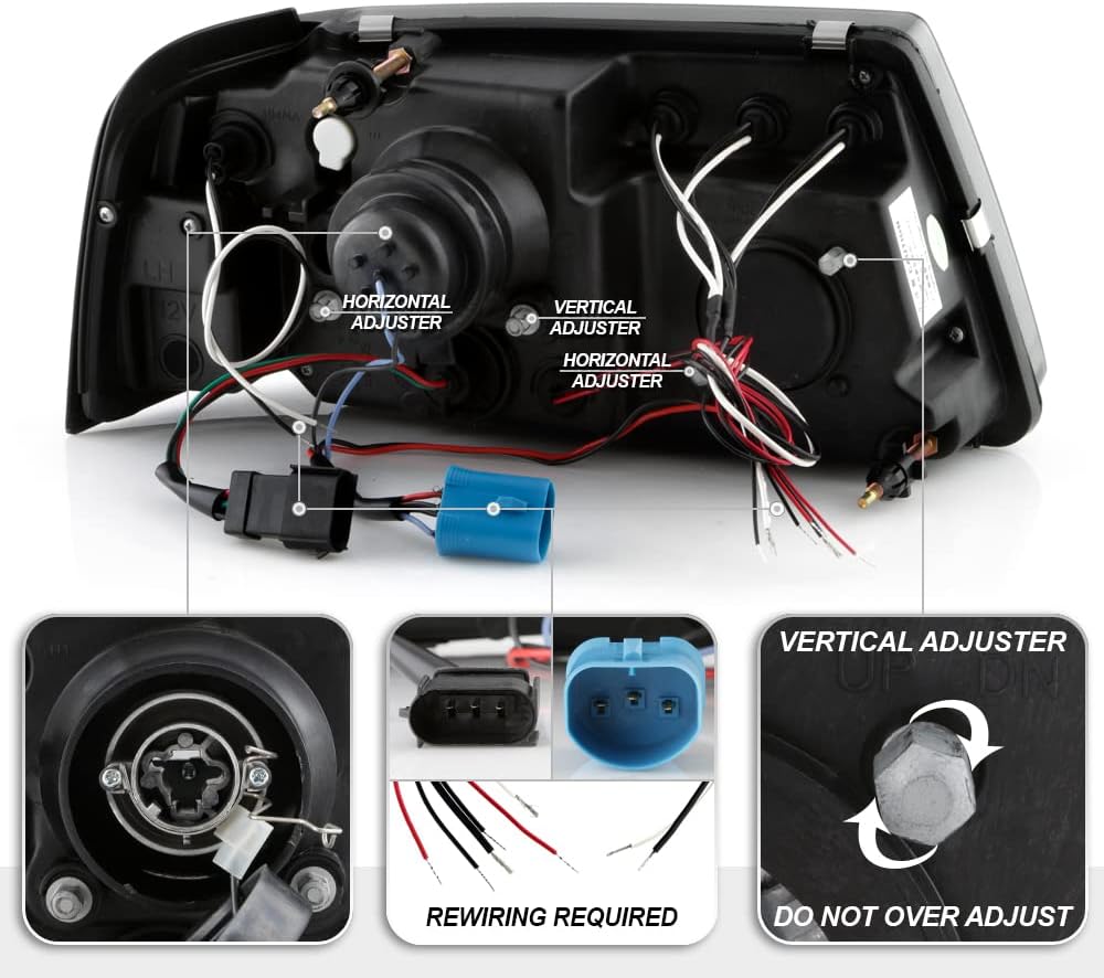 ACANII – Para Ford Ranger 2001-2011 LED Halo Chrome Housing Proyector Faros delanteros con Esquina, Conductor y Pasajero