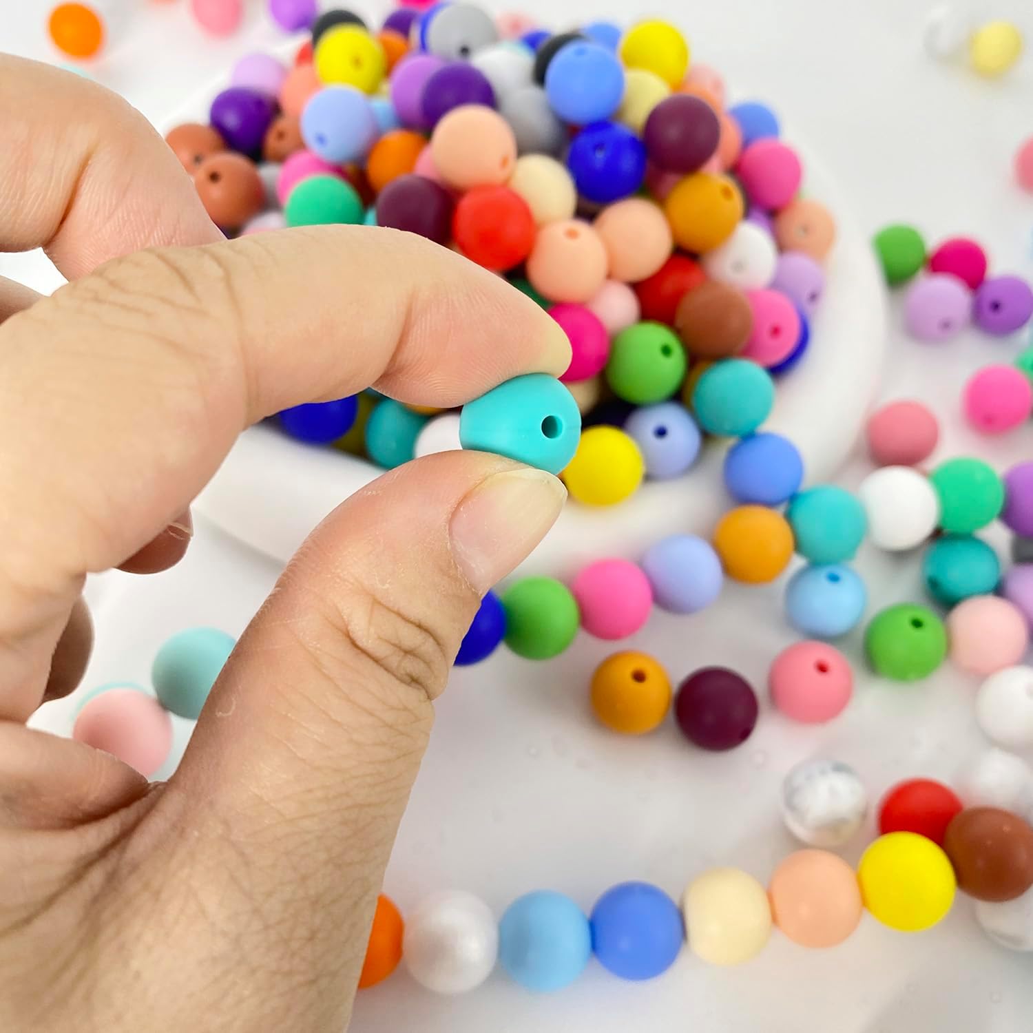 300 cuentas de silicona, cuentas redondas de silicona de 0.472 pulgadas a granel para hacer llaveros, 30 colores, cuentas focales de silicona,