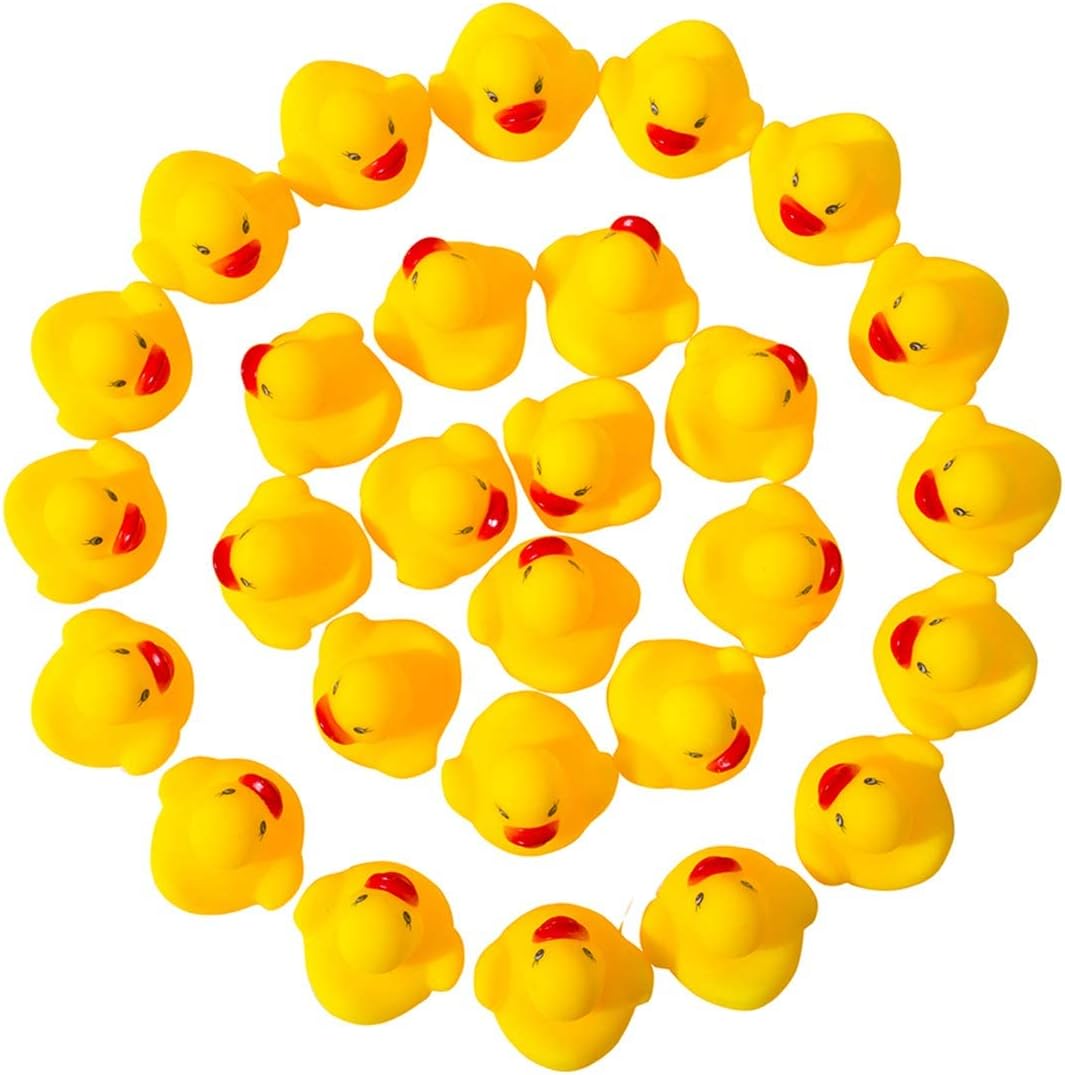50 piezas de flotador y chirrido mini pato de goma para el baño del bebé Ducky Sound ShowerToys para niños celebrar la alegría de los niños