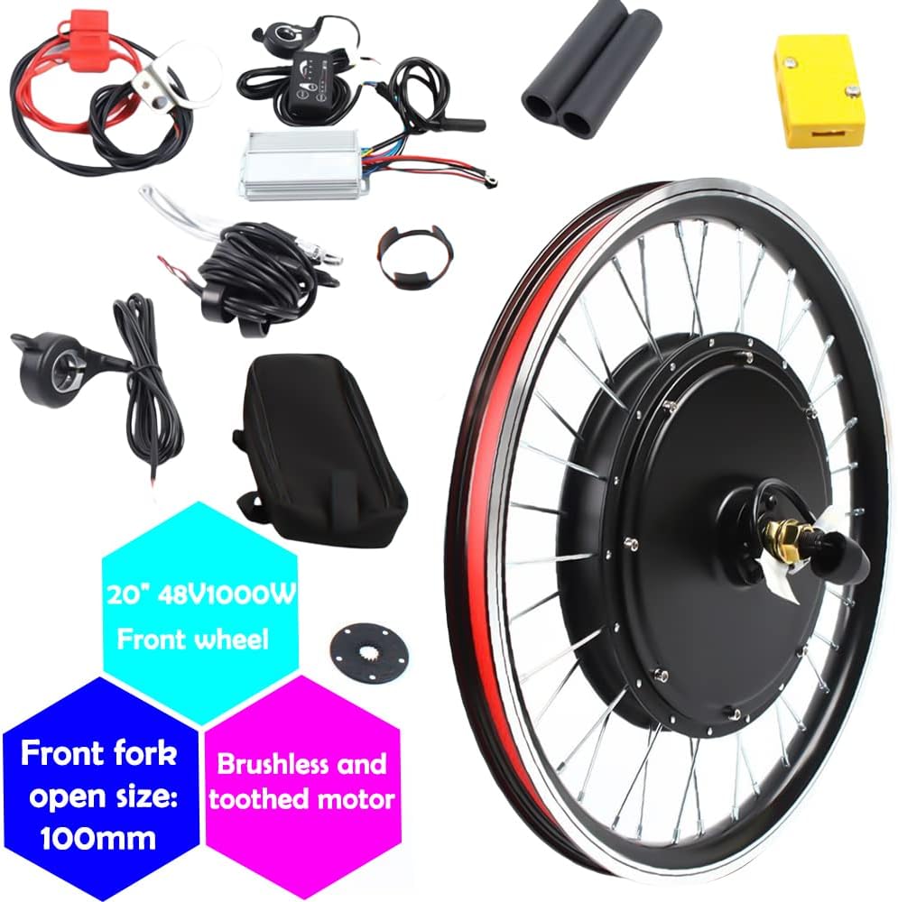 Kit de conversión de bicicleta eléctrica de 20 pulgadas, 48 V, 1000 W, rueda delanteratrasera, kit de conversión de bicicleta eléctrica con potente