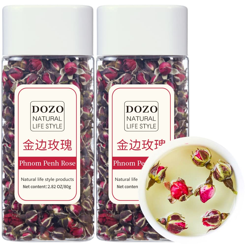 DOZO Rose Bud – Brotes de rosas secas sueltas Lea 5.64 oz5.64 onzas, té de rosa Phnom Penh, té de rosa comestible, té de rosa, para hornear, aceite