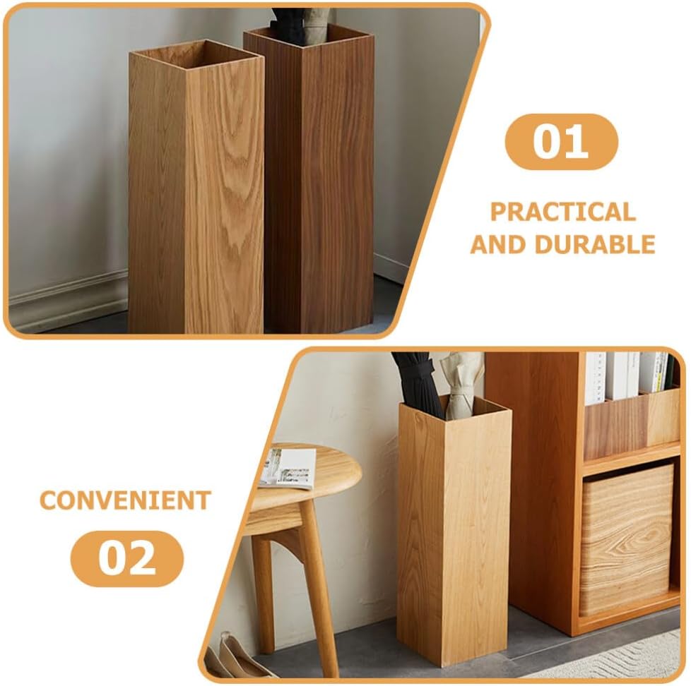 OSALADI Soporte para paraguas de madera, rectangular, cuadrado, para bastón de caminar, soporte rústico para paraguas, barril, puerta, paraguas para