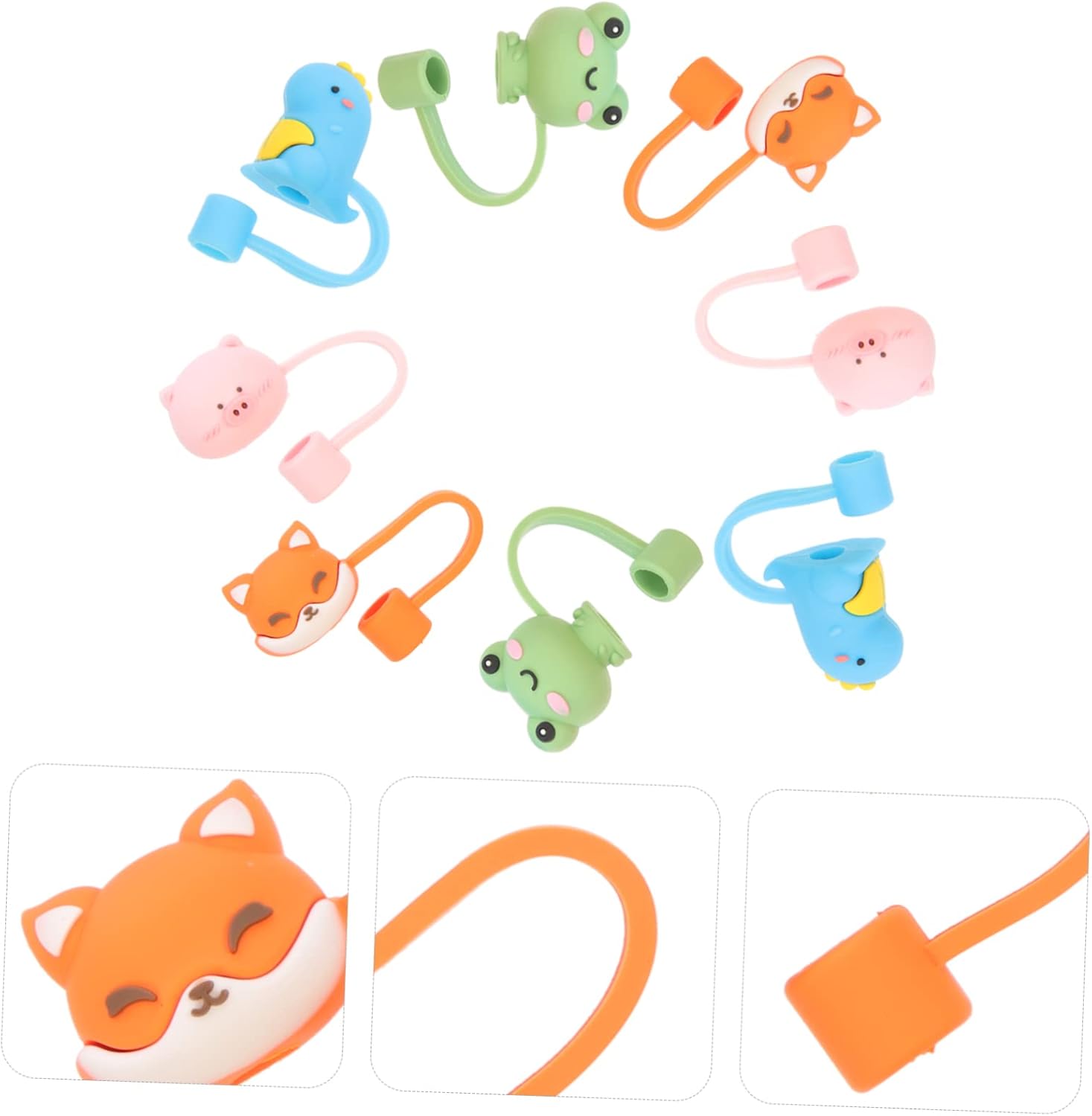 Tapón de paja de silicona, 8 unidades, tapa de pajita, cubierta de silicona para beber, popotes de silicona reutilizables, tapones para el polvo de