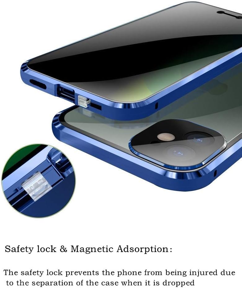 Funda antiespía para Galaxy S22 Ultra con bloqueo de aluminio parachoques protector de pantalla de privacidad de absorción magnética de vidrio