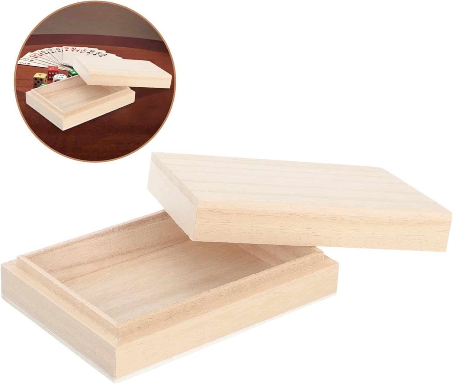 Abaodam Caja de almacenamiento de póquer de madera para tarjetas de madera, cubos de almacenamiento con tapa, contenedores con tapa, decorativos de