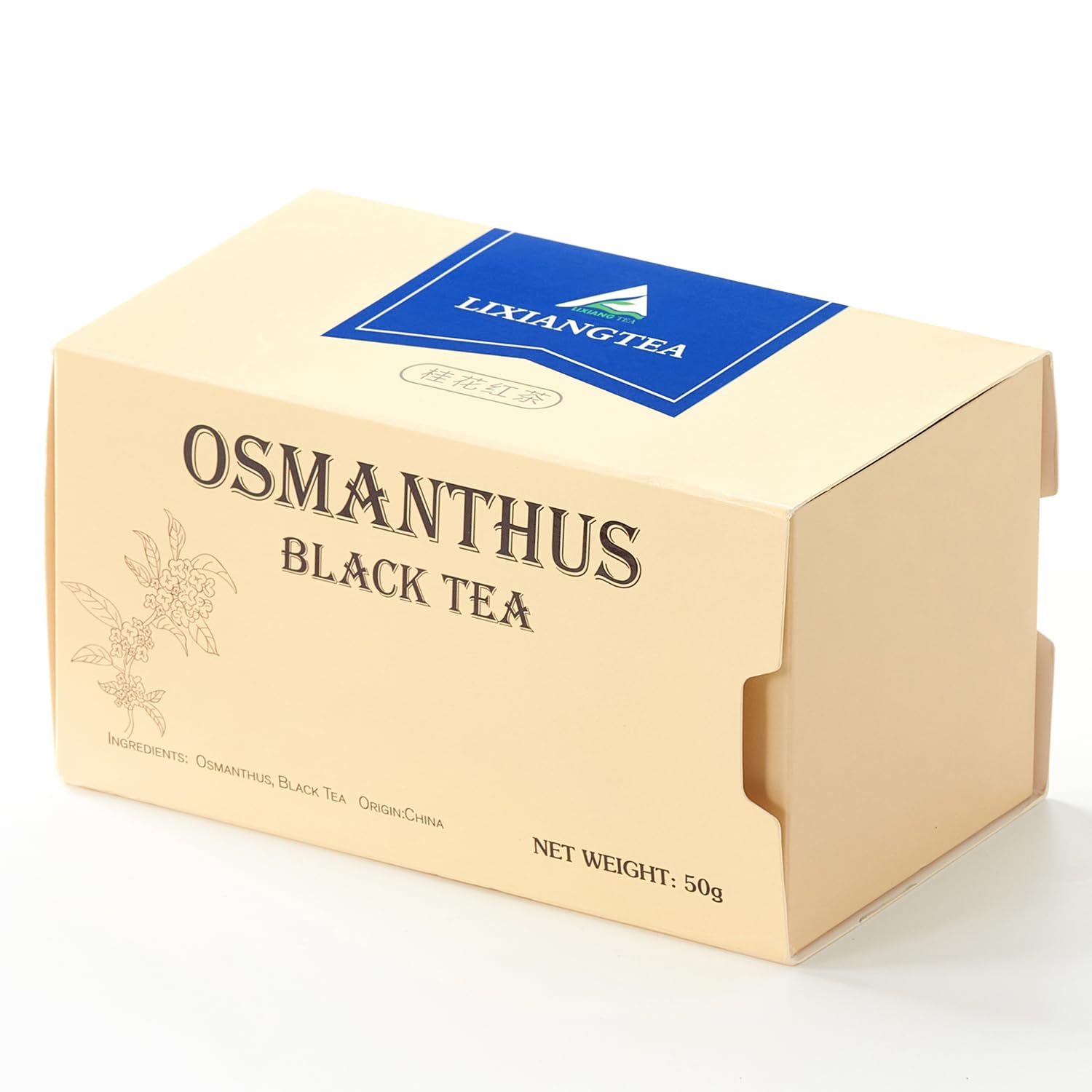 LIXIANGTEA Osmanthus – Bolsas de té negro  Pétalo de Osmanthus 100% natural, té de Guihua chino  25 bolsas de té piramidal  Hoja suelta de