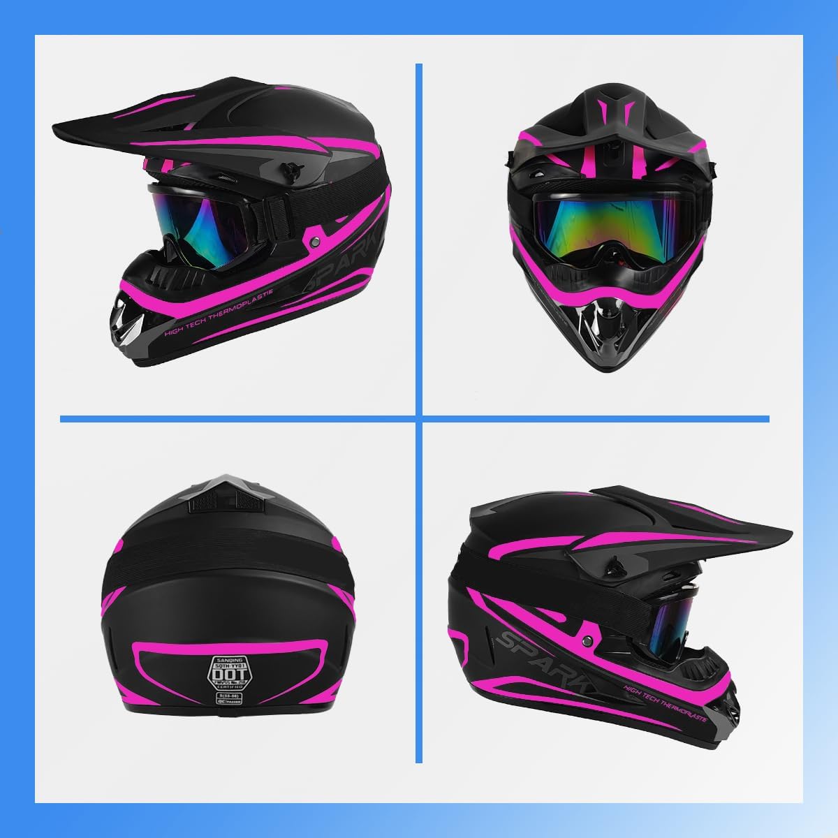 DOT Youth Kids Motocross Helmet, Unisex Off-Road Dirt Bike ATV BMX MX Downhill Street Ride Motorcycle Helmet Goggles Gloves Mask