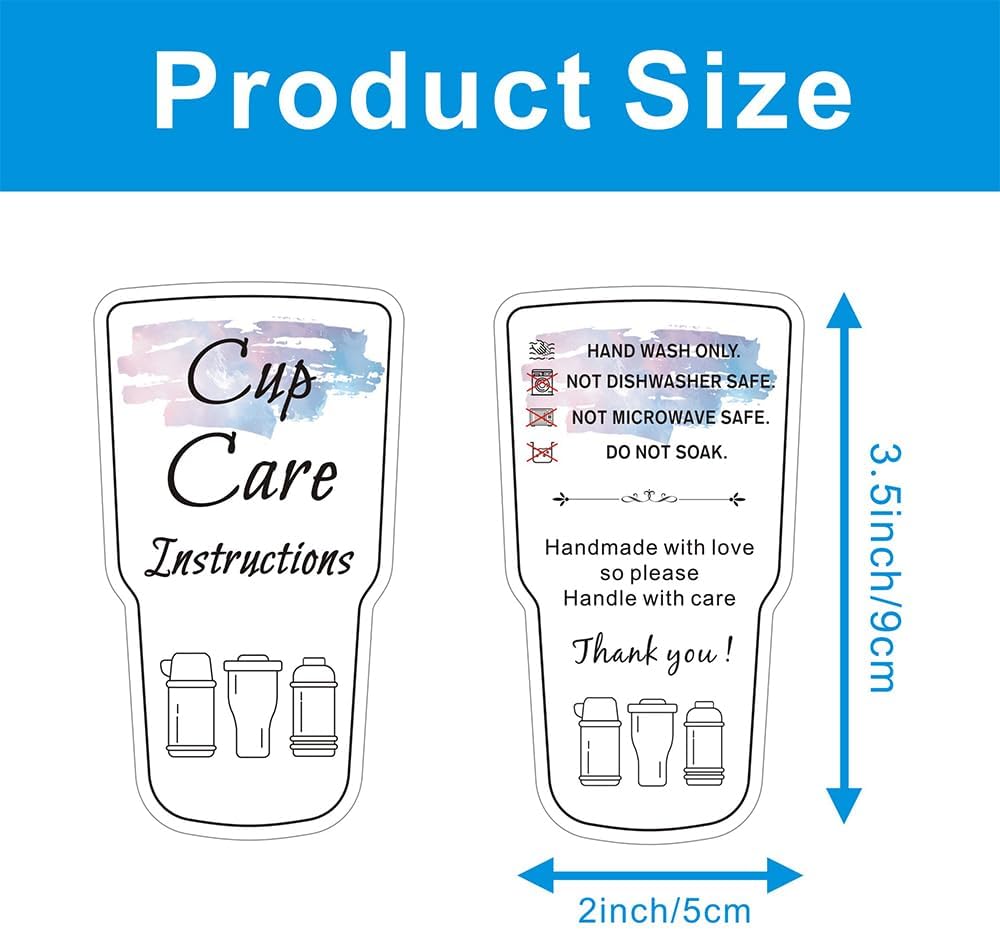 Paquete de 240 tarjetas de instrucciones de cuidado del vaso, tarjeta de dirección del cliente para vaso, taza, taza, pequeña empresa, propietario