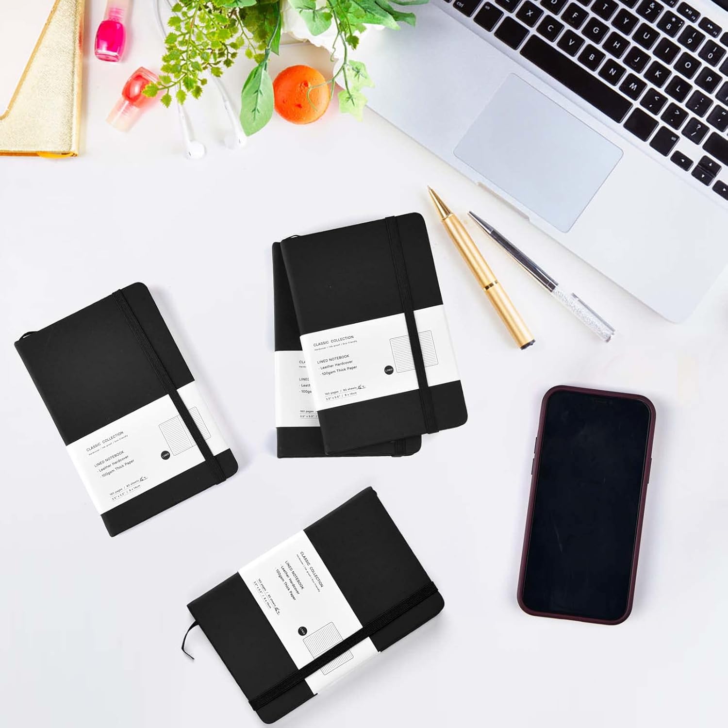 Coopay Paquete de 4 cuadernos de bolsillo, cuadernos pequeños, bloc de notas con forro de cuero sintético, para oficina, hogar, escuela, negocios,