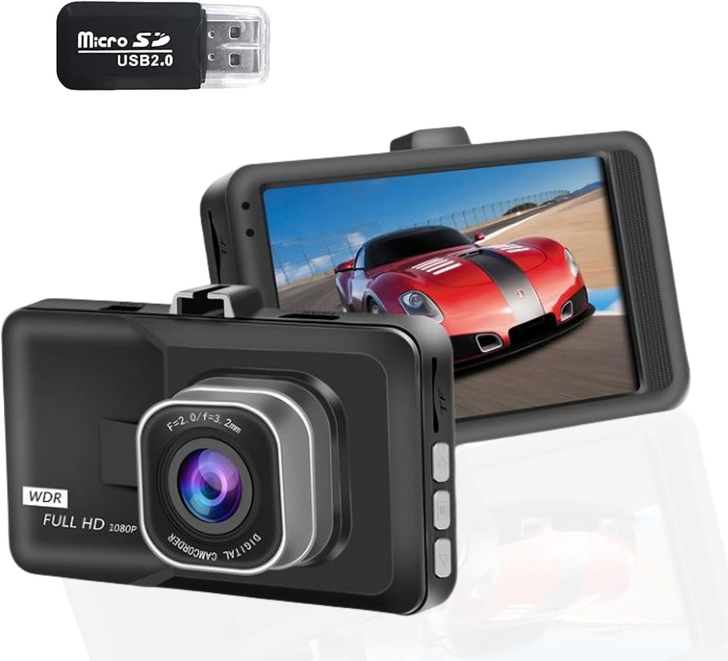 Cámara frontal, grabadora de unidad de coche FHD de 1080P, pantalla IPS de 3 pulgadas, gran angular de 170, cámara de salpicadero, sensor WDR G,