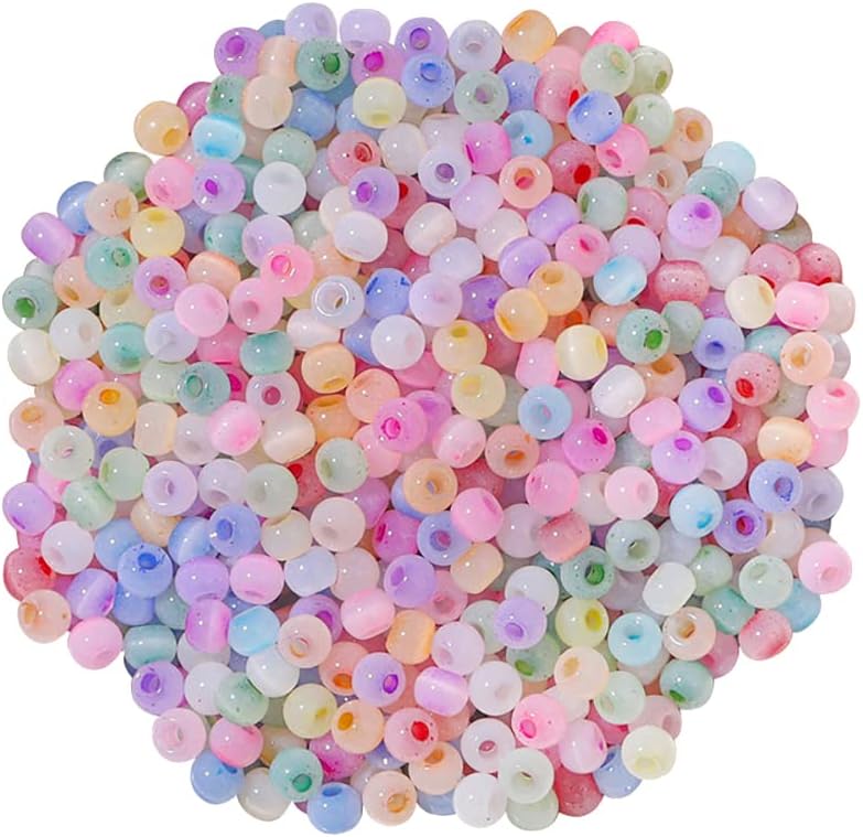 900 cuentas de cristal de 0.157 pulgadas (0.157 in) coloridas cuentas espaciadoras sueltas a granel, pequeñas cuentas de manualidades para pulseras,