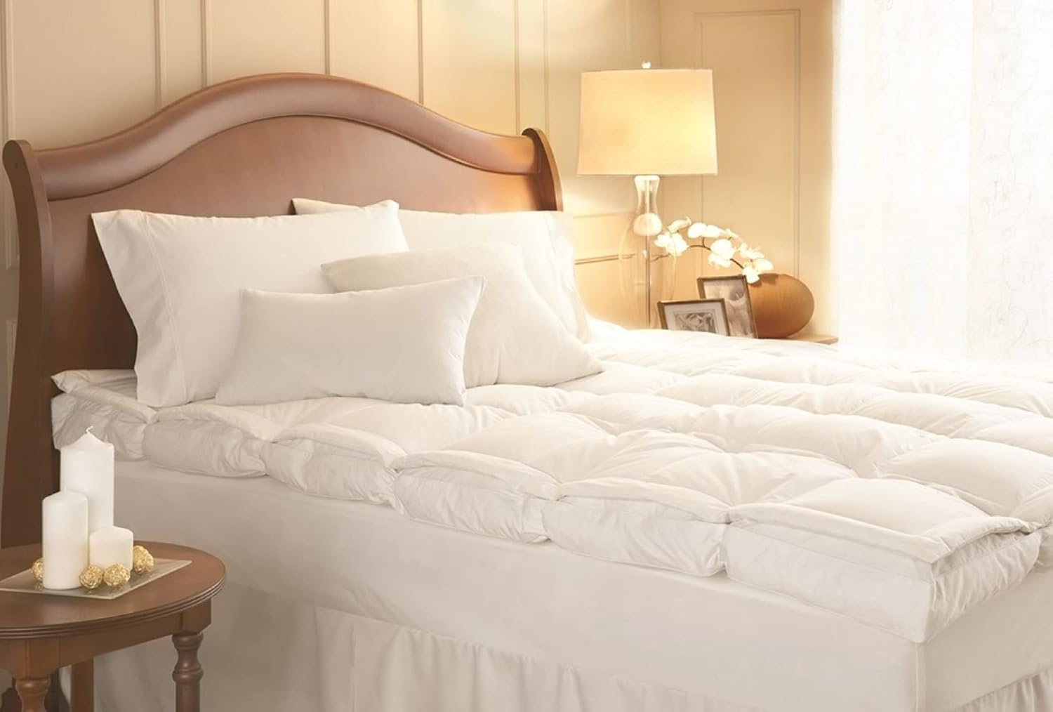 WESTEX Cama de plumas de lujo de 4 pulgadas de grosor, tamaño Queen