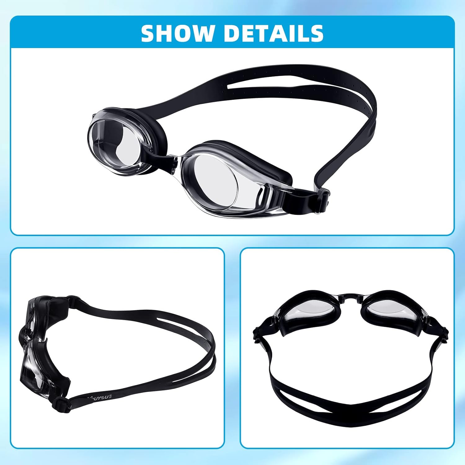 Paquete de 10 pares de gafas de natación antivaho para adultos, equipo de natación de silicona, sin fugas, gafas de natación con pieza de nariz y
