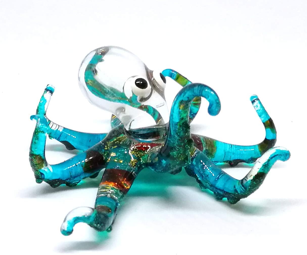 ZOOCRAFT Figura decorativa de cristal de pulpo de mar, decoración de regalo, en miniatura, soplado a mano, estilo costero azul, coleccionable para