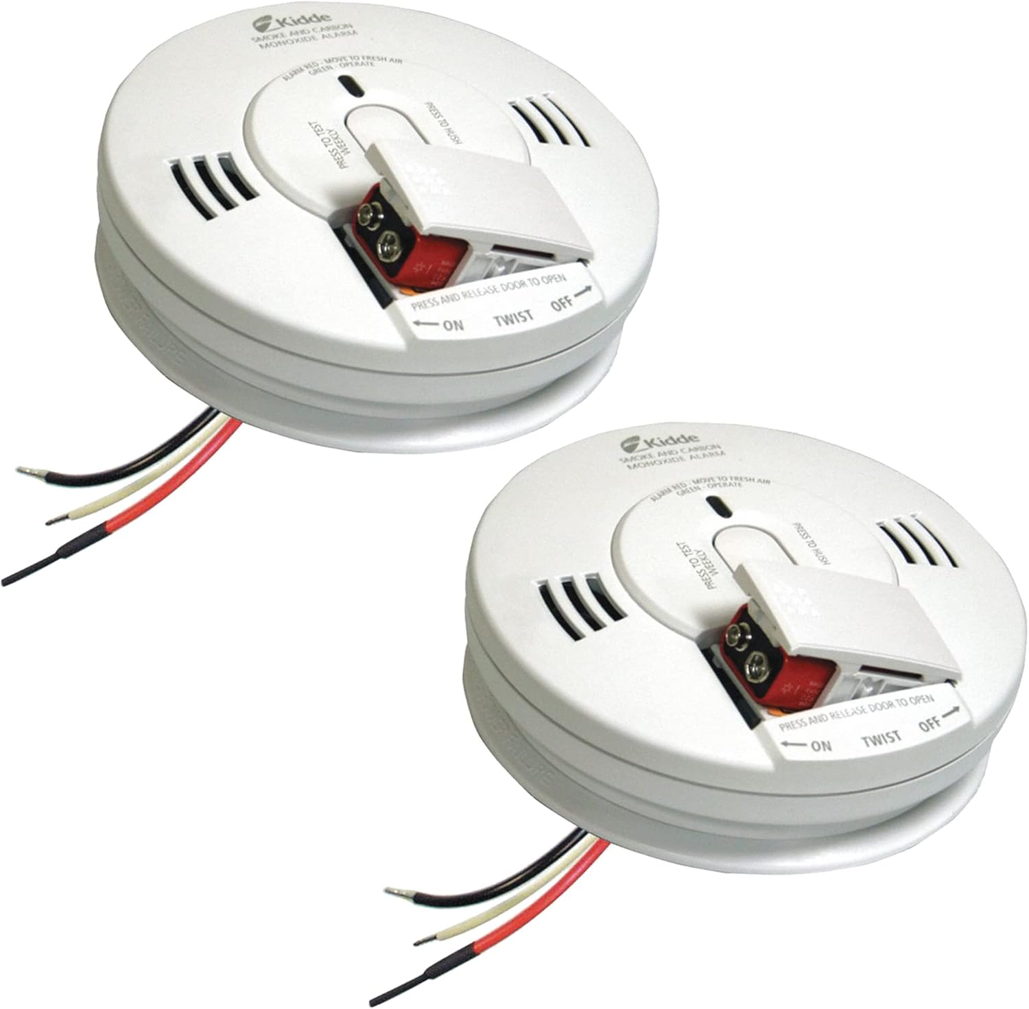 Kidde Detector de humo y monóxido de carbono, con cable duro, combinación de interconexión de humo y CO alarma con batería de respaldo, alerta de