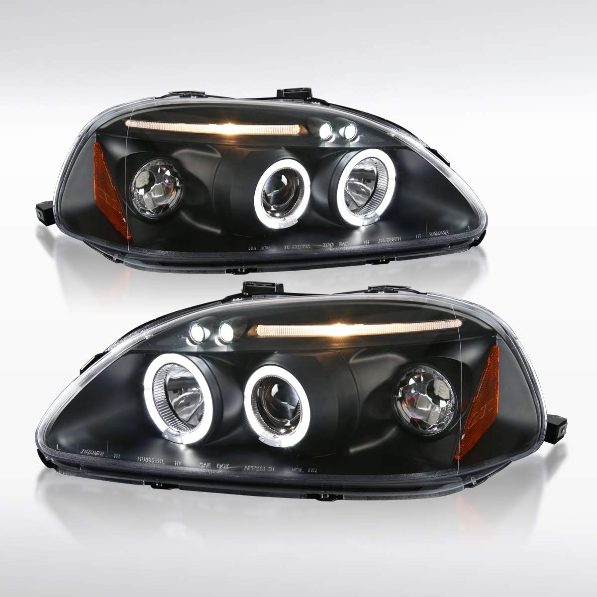 AUTOZENSATION Compatible con faros delanteros Honda Civic 234DR 1996-1998, color negro, L + R Pair