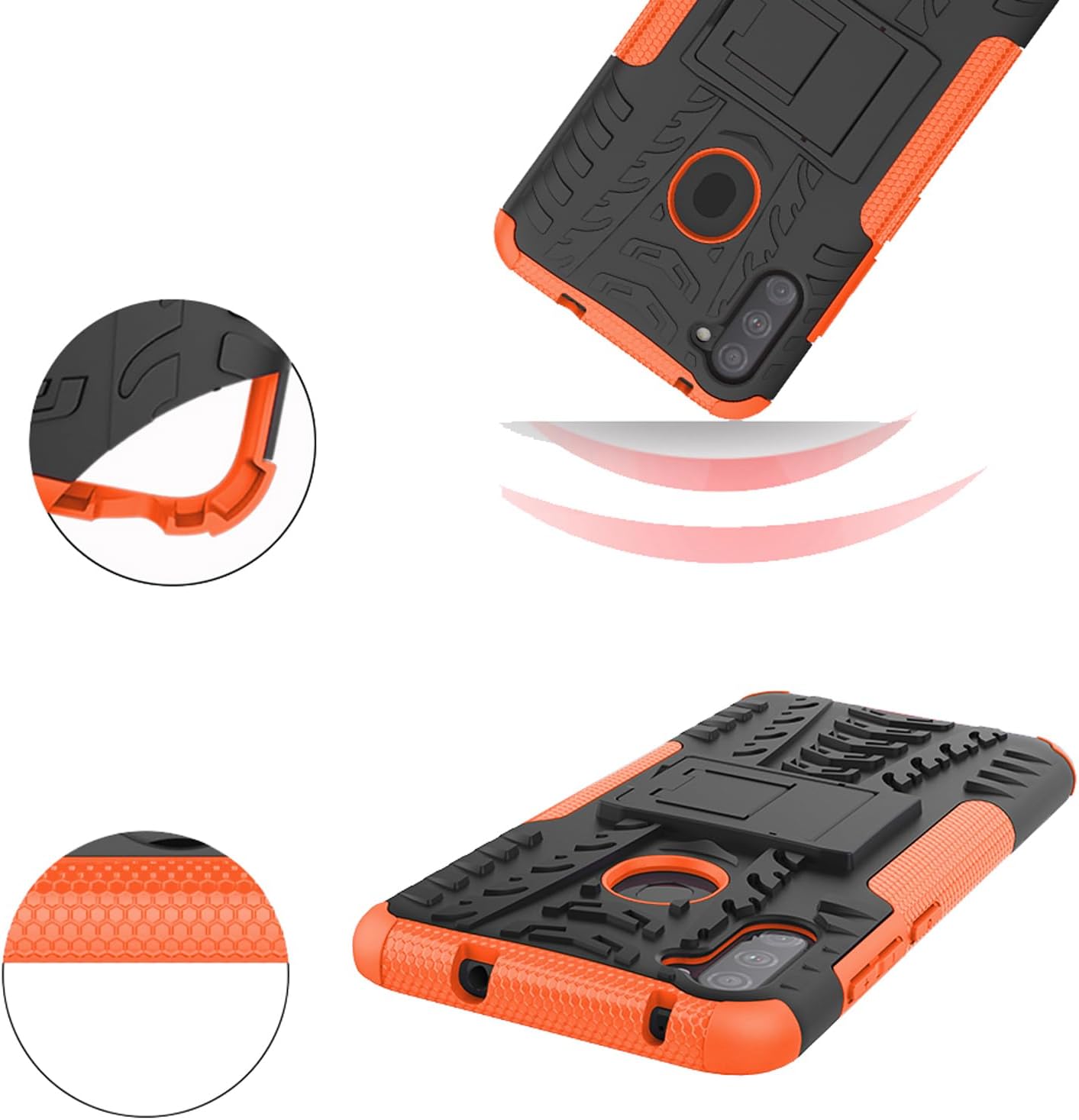 Asuwish Funda de teléfono para Samsung Galaxy A11M11 con protector de pantalla de vidrio templado y soporte delgado, funda protectora híbrida