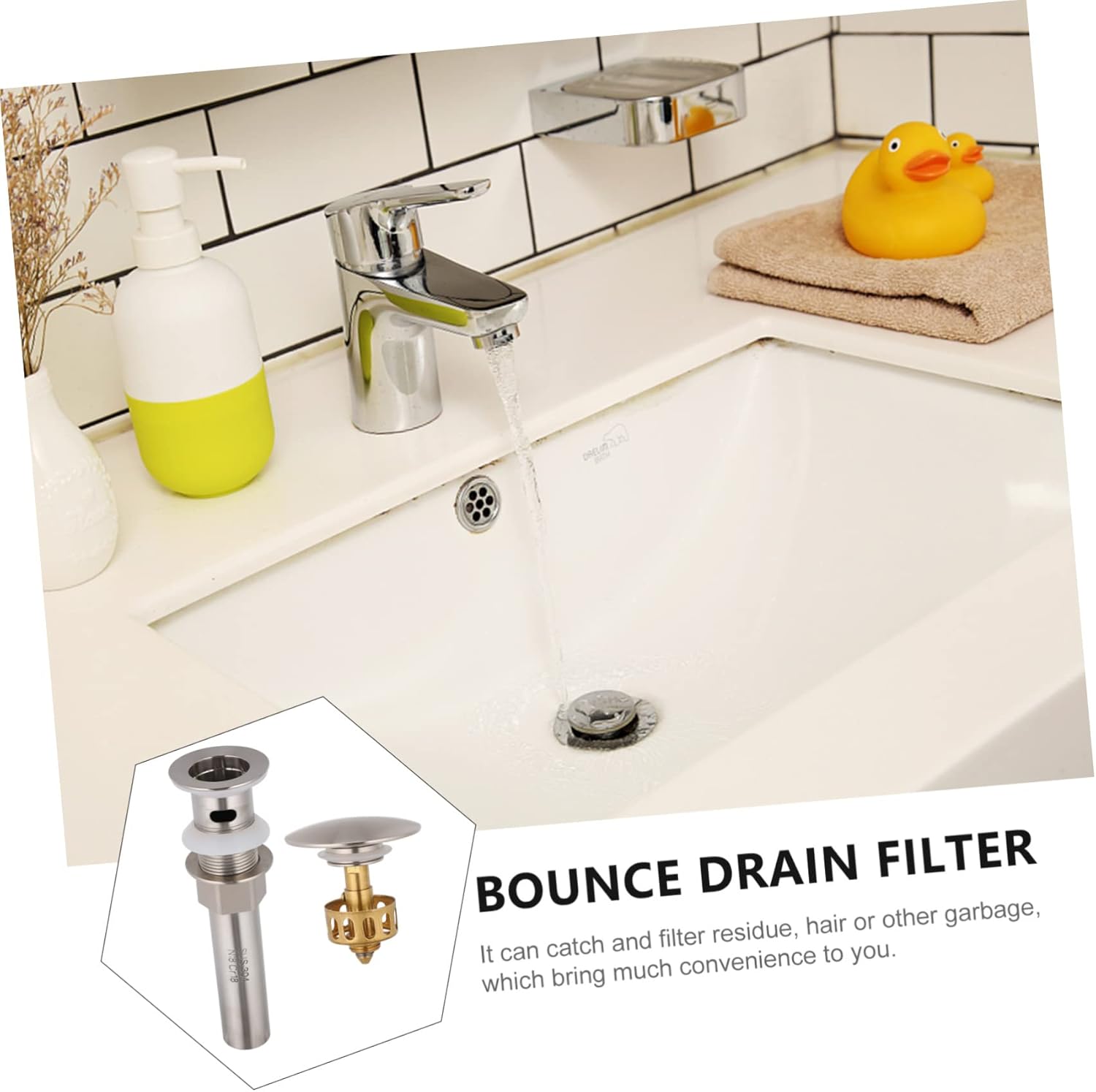Uonlytech Tapón de drenaje para lavabo de baño, cabeza de hongo, tubo de drenaje, escurridor de rebote, tapón para fregadero de baño, tapón de