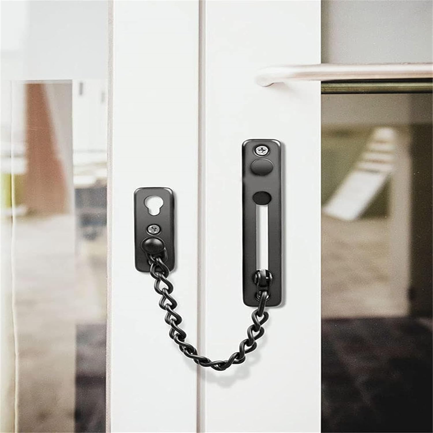 Cerradura de cadena de puerta, guardia de cadena de seguridad de acero inoxidable para puerta, cadena de bloqueo de puerta gruesa con tornillos,