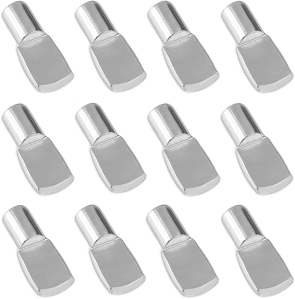 Clavijas de estante de 14 pulgadas, pasadores de soporte en forma de cuchara para estantes, armarios, muebles, niquelados, 40 unidades