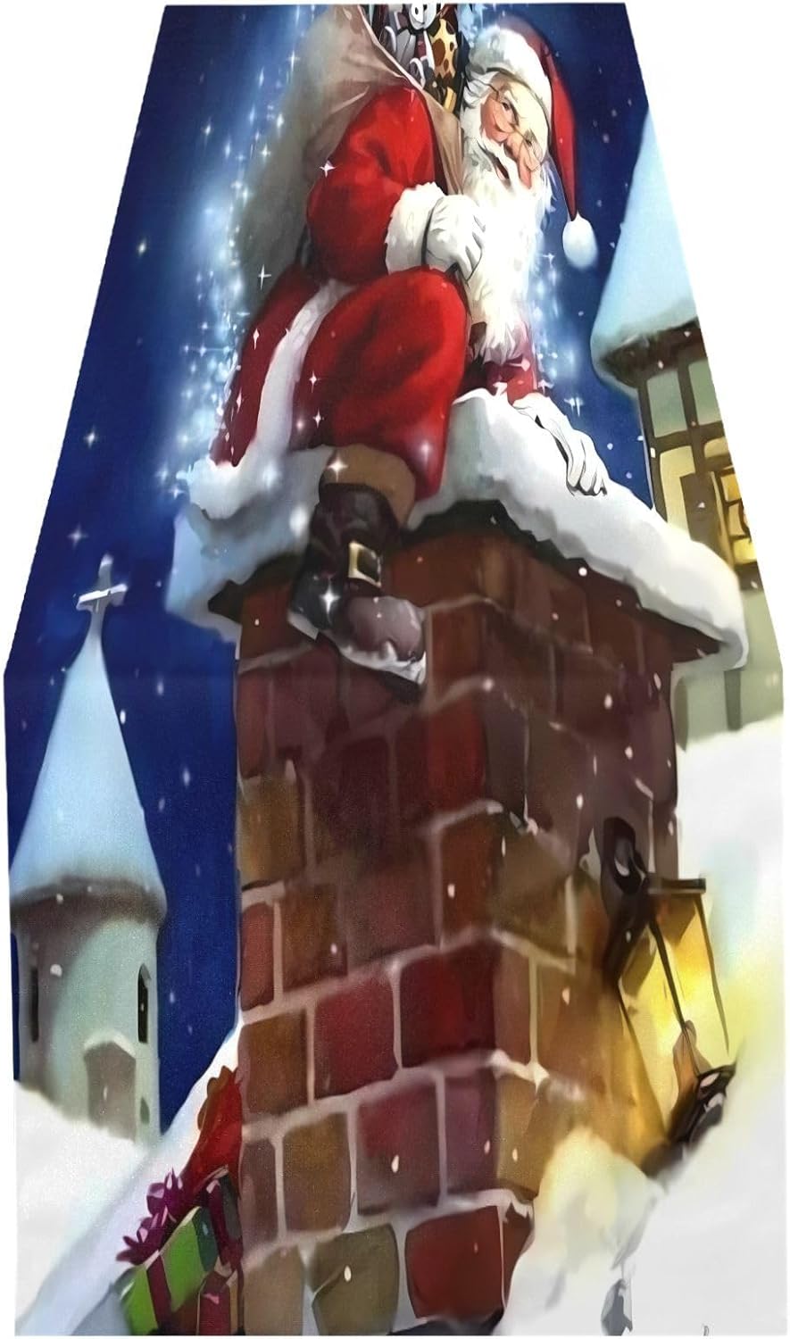 Christmas Santa Claus Giving Gifts Table Runner Autumn Table Runner for Desk Decor Christmas Table Runner 108 Inches Long