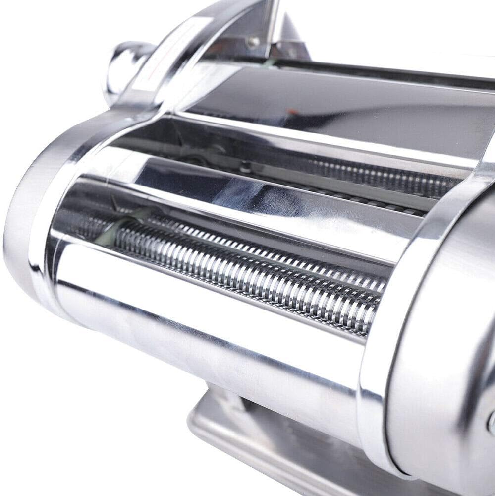 Máquina eléctrica de pasta con 2 cuchillas, grosor ajustable, 6 velocidades, masa de masa, fideos, máquina para hacer pasta para cocina del hogar,