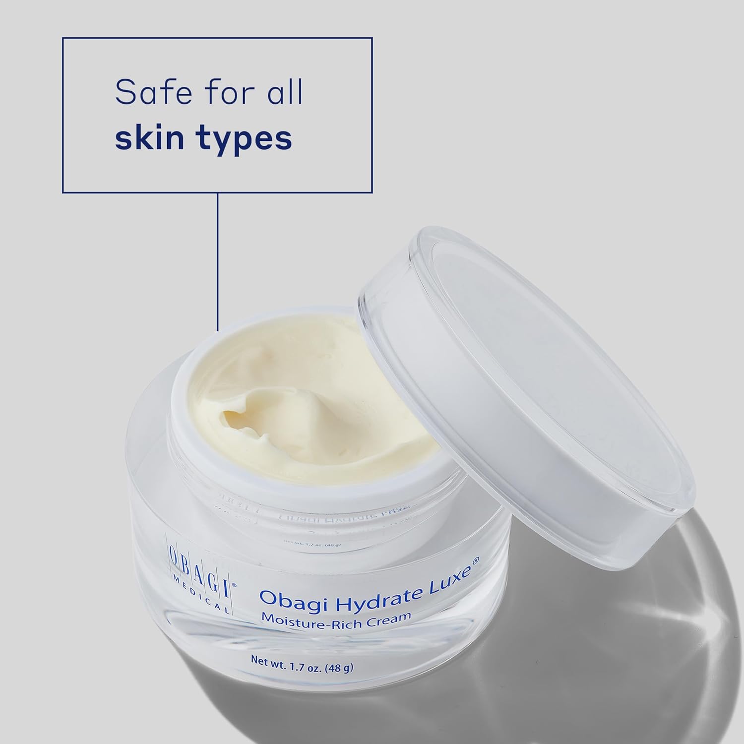 Obagi Hydrate Luxe Crema rica en humedad, 1.7 onzas, paquete de 1 loción facial hidratante con manteca de karité, crema hidratante ultra rica para