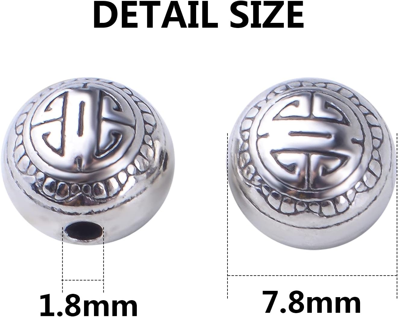 BronaGrand 50 cuentas espaciadoras redondas de plata antigua, cuentas espaciadoras de cuentas de aleación, cuentas sueltas, cuentas espaciadoras