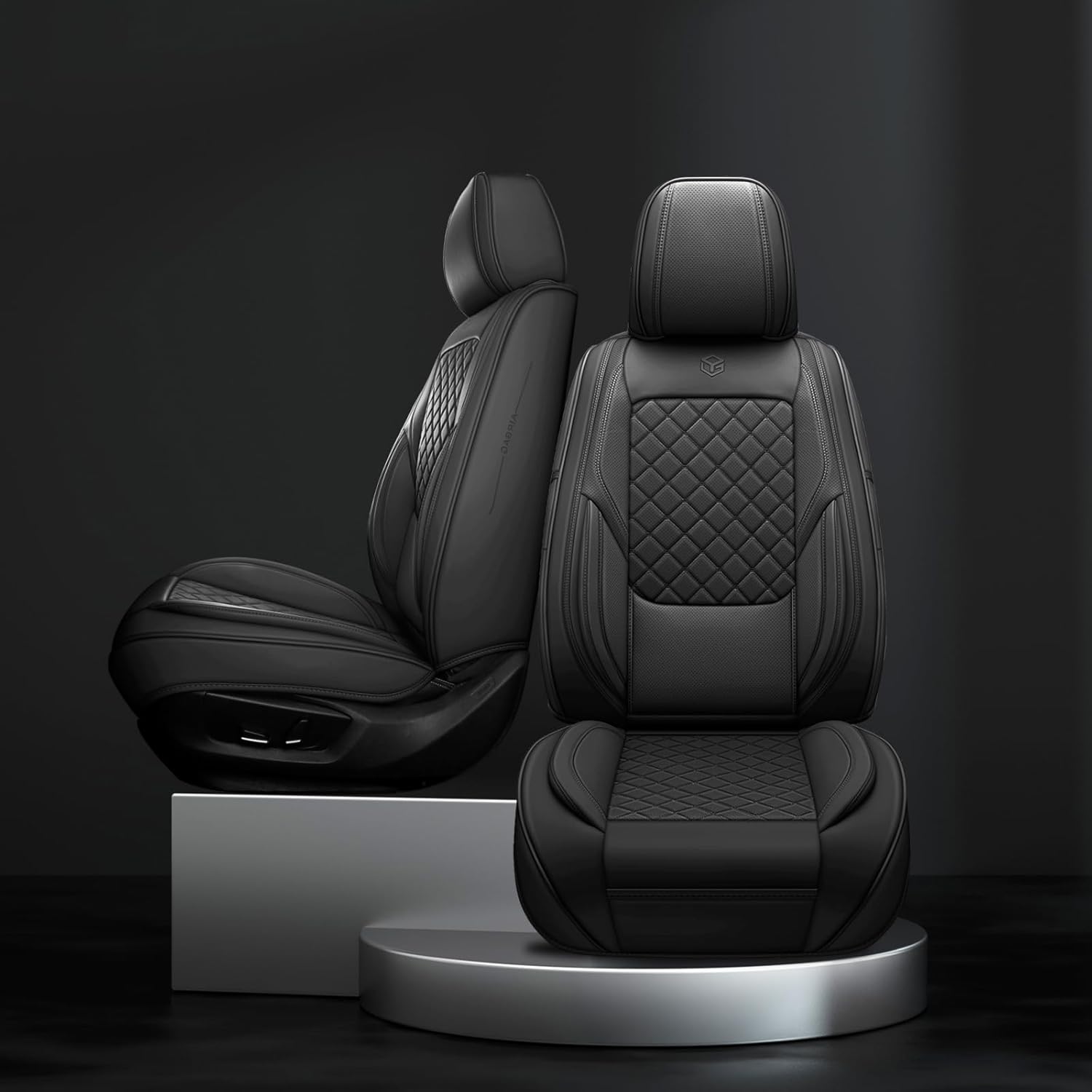 Juego completo de fundas de asiento de automóvil, 5 asientos, universales, impermeables, de cuero, para la parte delantera y trasera, protectores