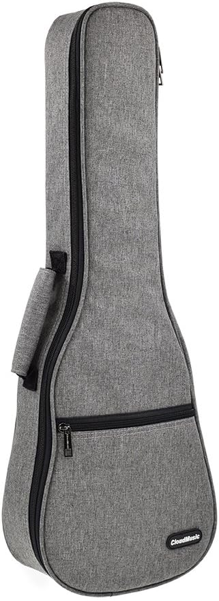 CLOUDMUSIC Funda para ukelele para ukelele y mochila, estuche para ukelele de concierto, negro, azul, gris (Concierto, gris)