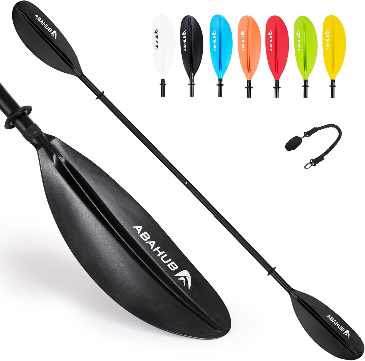 Abahub 1 pala de kayak, remos de kayak de 90.5 pulgadas para canotaje, canoa con correa de remo gratis, eje de aleación de aluminio, cuchillas de