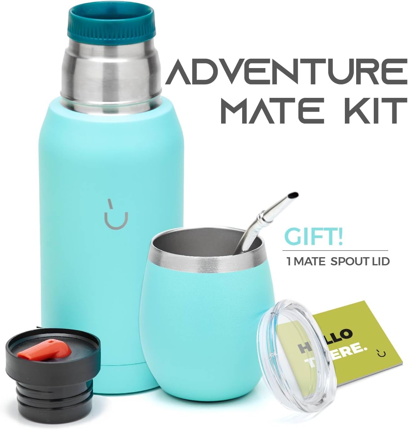 BALIBETOV Kit de yerba mate  Incluye 1 taza de yerba mate, 1 pajilla Bombilla Mate y 1 Mate Termo con 2 tapones  La calabaza de yerba mate de acero