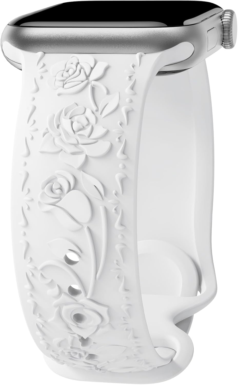 Correa de silicona suave con grabado floral compatible con Apple Watch Band de 1.575 in, 1.614 in, 1.496 in, 1.654 in, 1.732 in, 1.772 in y 1.929 in