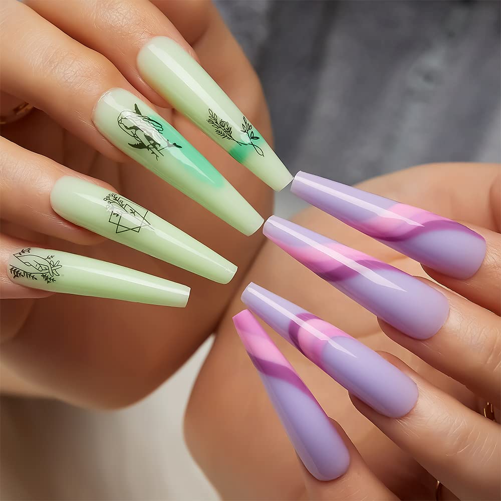 Makartt Kit de extensión de gel Qik para uñas, no se desliza, kit de gel de uñas azul rosa para otoño e invierno, con capa base, capa superior, gel