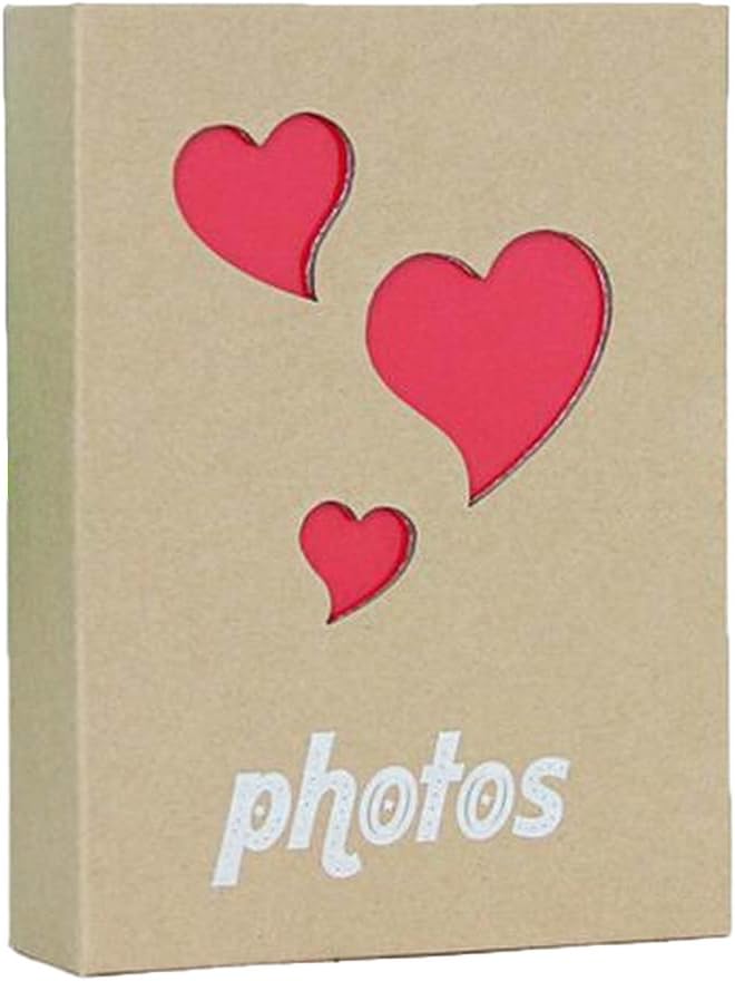 Álbum de fotos con capacidad para 100 bolsillos, 4 x 6 pulgadas, álbum de fotos para niños, álbum de fotos de papel kraft para niños (amor)