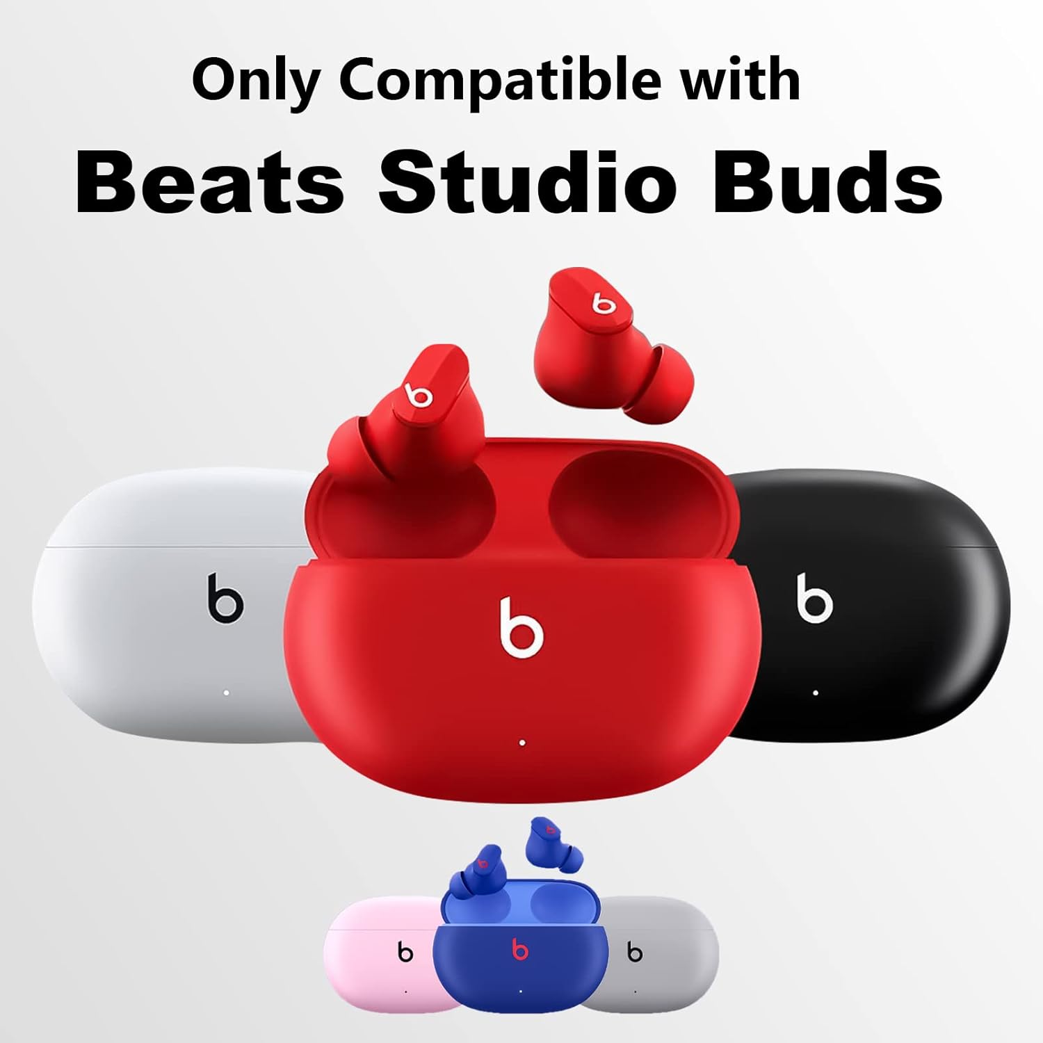 Wonhibo Bonita funda de mariposa para auriculares Beats Studio Buds, funda protectora de silicona azul claro para mujeres y niñas