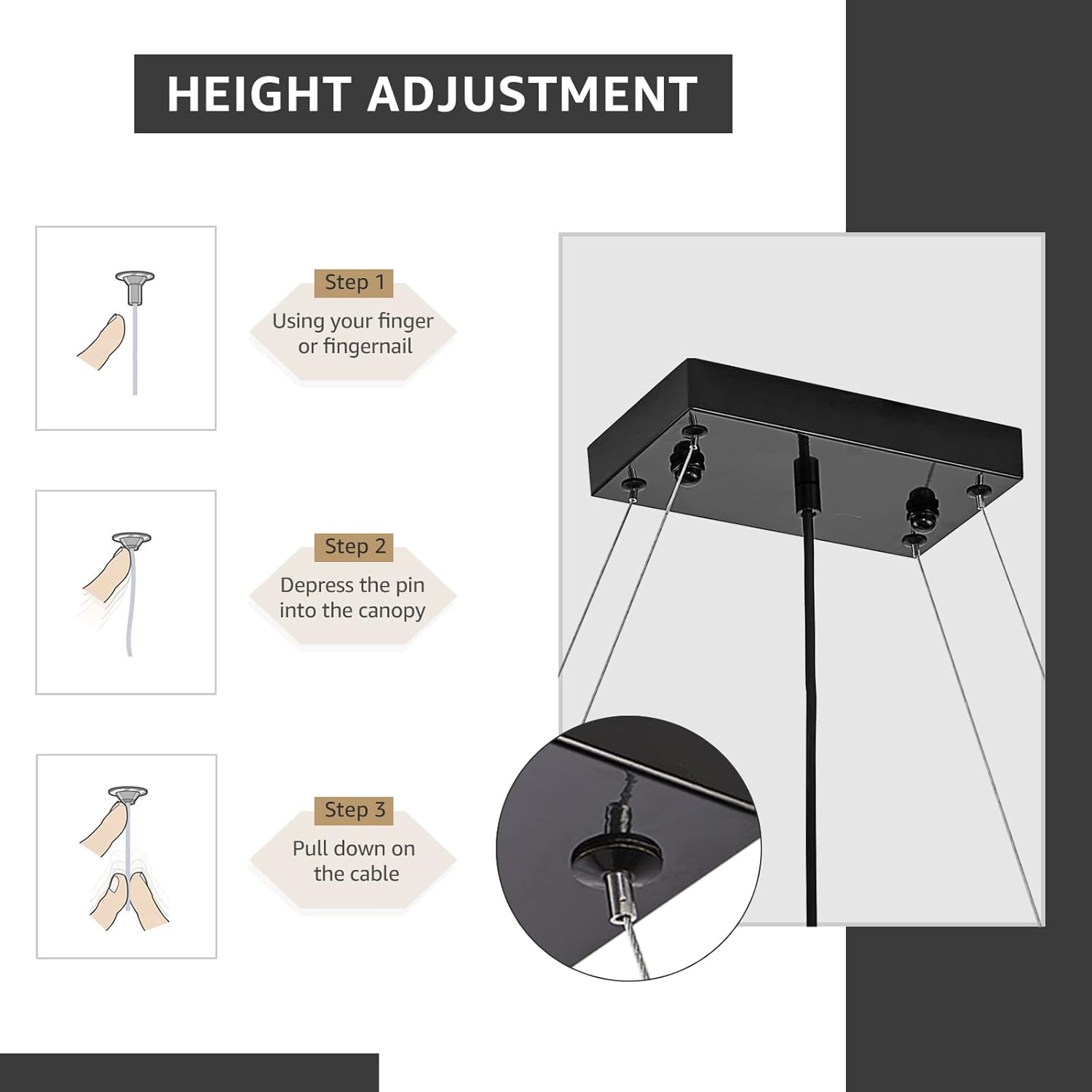 Moooni Lámpara rectangular para comedor, moderna lámpara rectangular de cristal negro para comedor, 10 luces, lámpara de araña de cristal ajustable